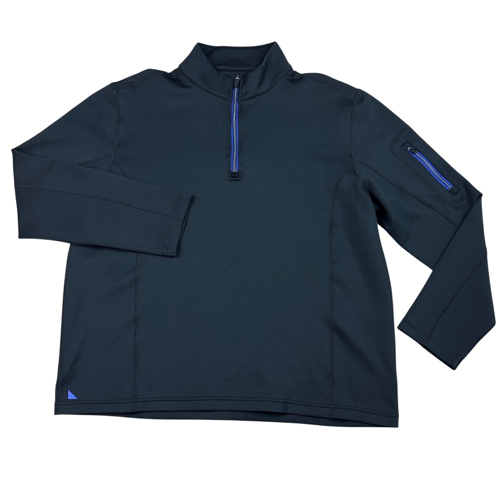 UNTUCKit Mens XL Quarter Zip Pullover Black Blue Performance Activewear Sweater